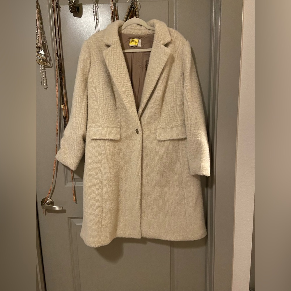 LOFT Cream Textured Blazer Coat